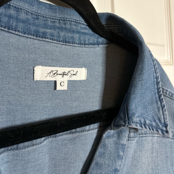 LIKE NEW A Beautiful Soul stretch waist denim romper size 3X. - Picture 3 of 6